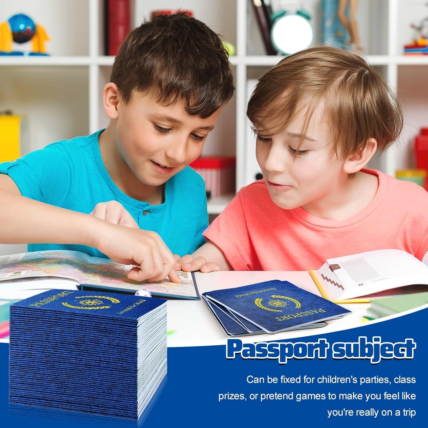 50 Blank Passport Notebooks for Kids Travel Party Favors Classroom Activity Book