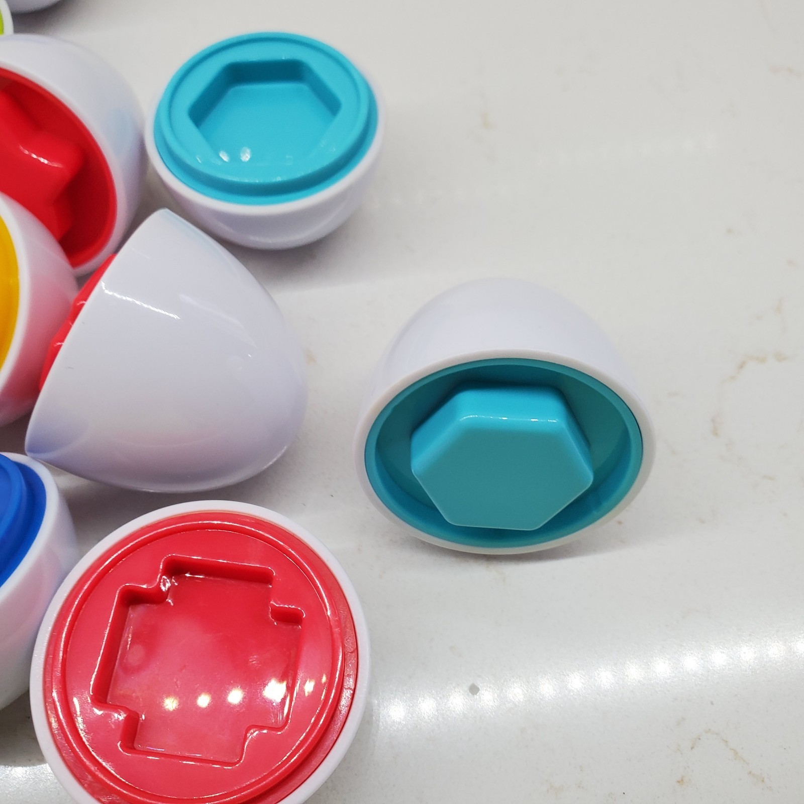 Matching Shapes Game 12 Plastic Eggs – Shapes & Color Sorter Educational Play