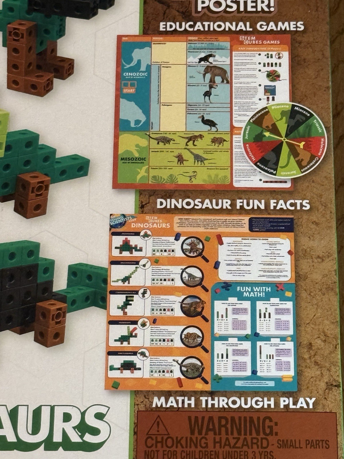 The Young Scientists Club Dinosaur STEM Cubes, Build, Learn & Create, 100 Cubes