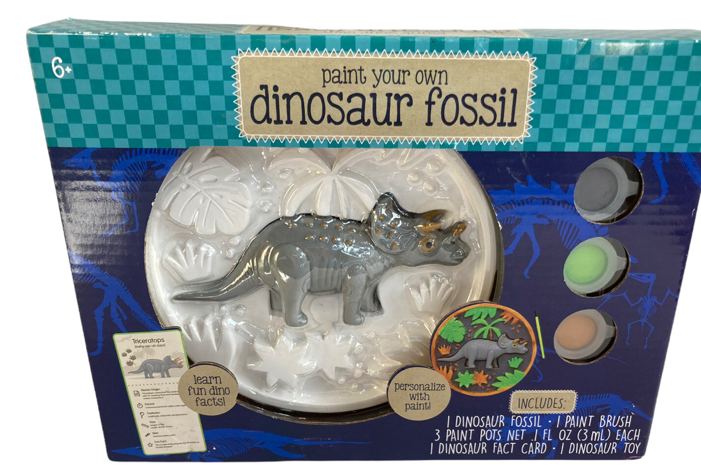 Paint Your Own Dinosaur Fossil Craft Triceratops Unopened Box Arts and Craft