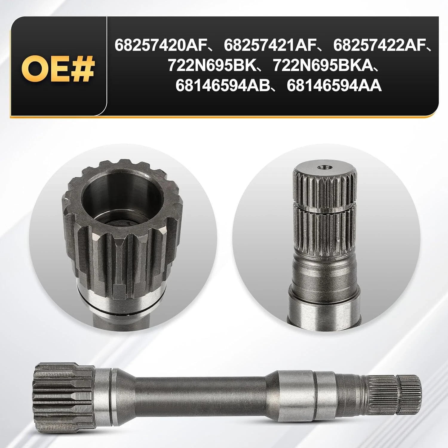 68257420AF Front Right Differential Axle Intermediate Shaft Kit Replacement for