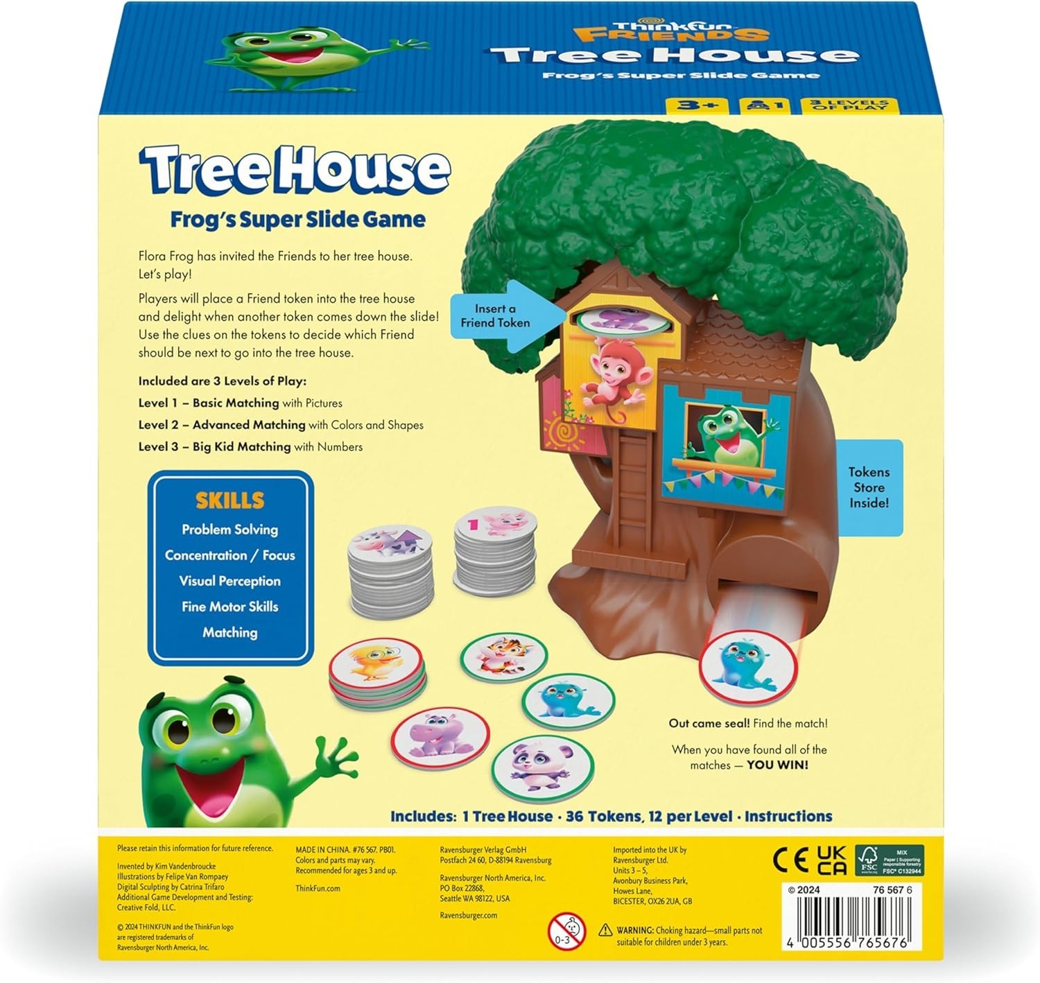 ThinkFun Friends: Tree House – A Token Matching Game – Frog’s Super Slide Game