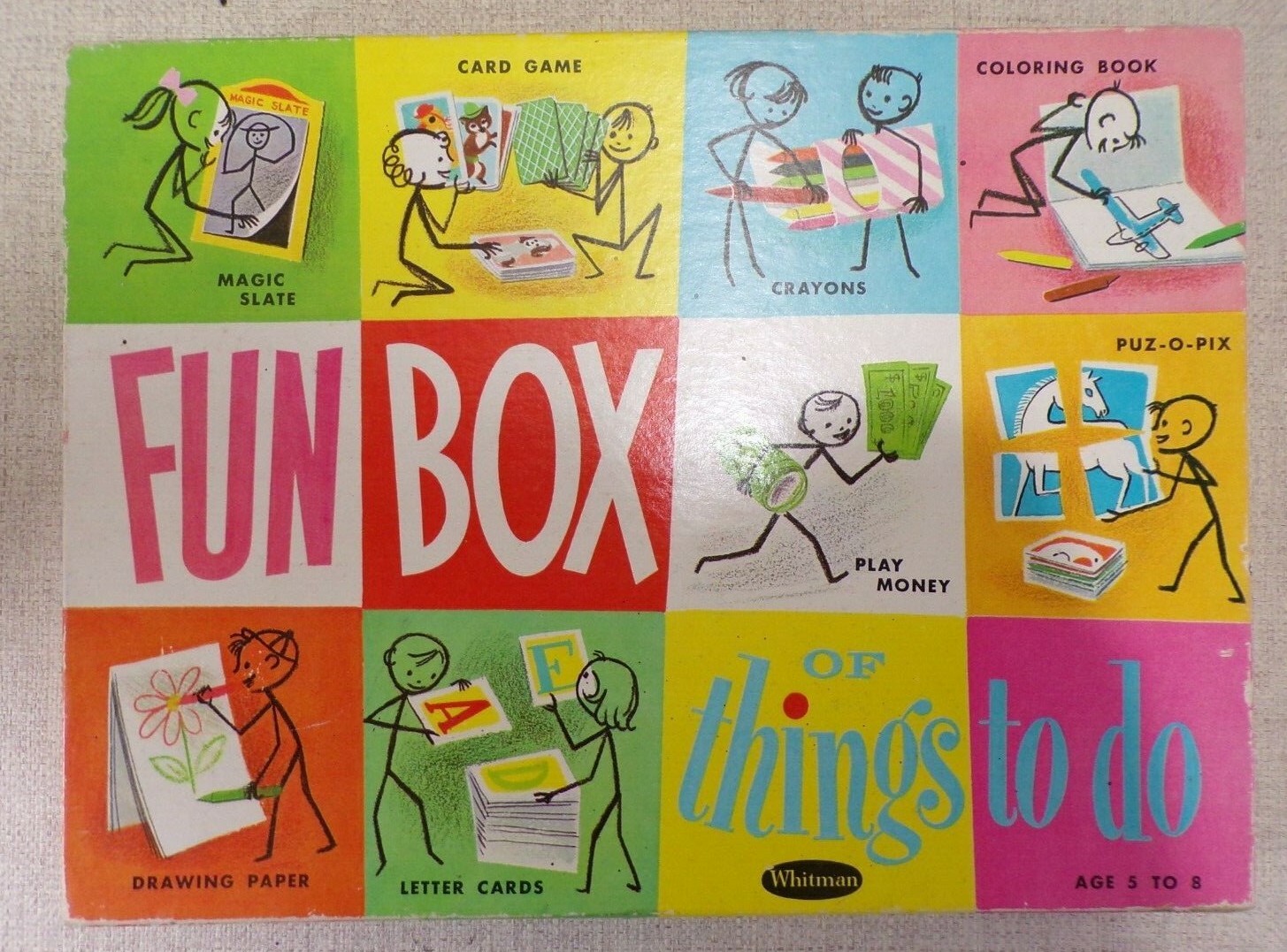 Vintage “Fun Box of Things To Do” by Whitman (1959) – Incomplete – BOX EXCELLENT
