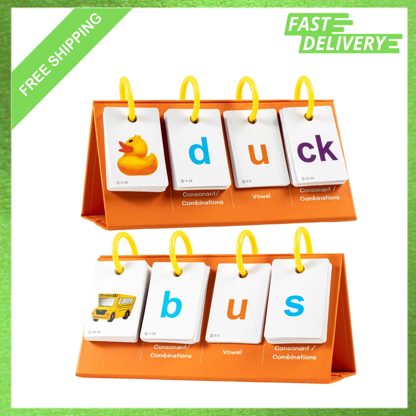 Phonics Flash Cards for Kids 3 8 Sight Words CVC CVCC CCVC Word Builder