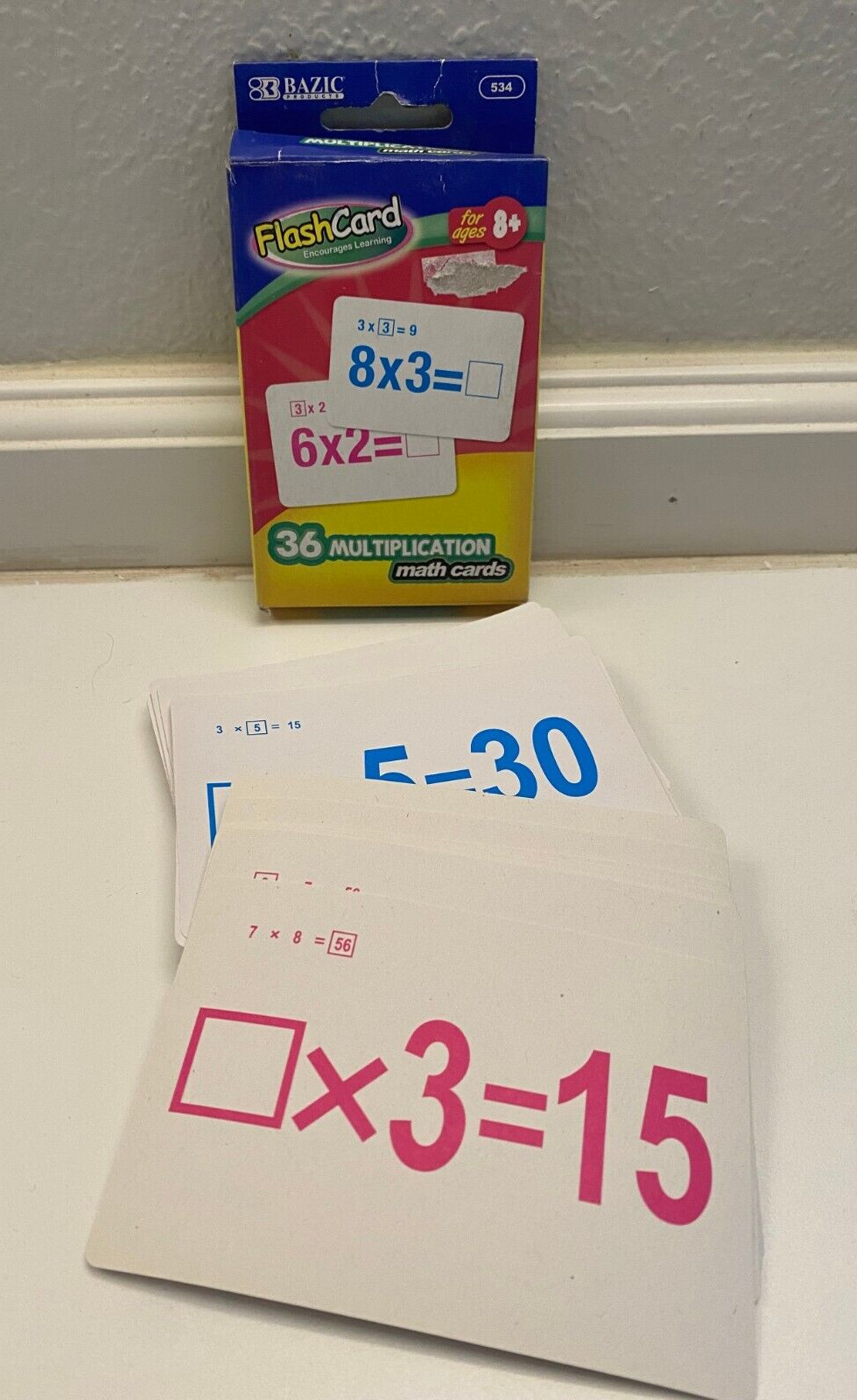 Multiplication Flash Cards 8+ Skill Building & Test Prep Math 36 cards 2-sided