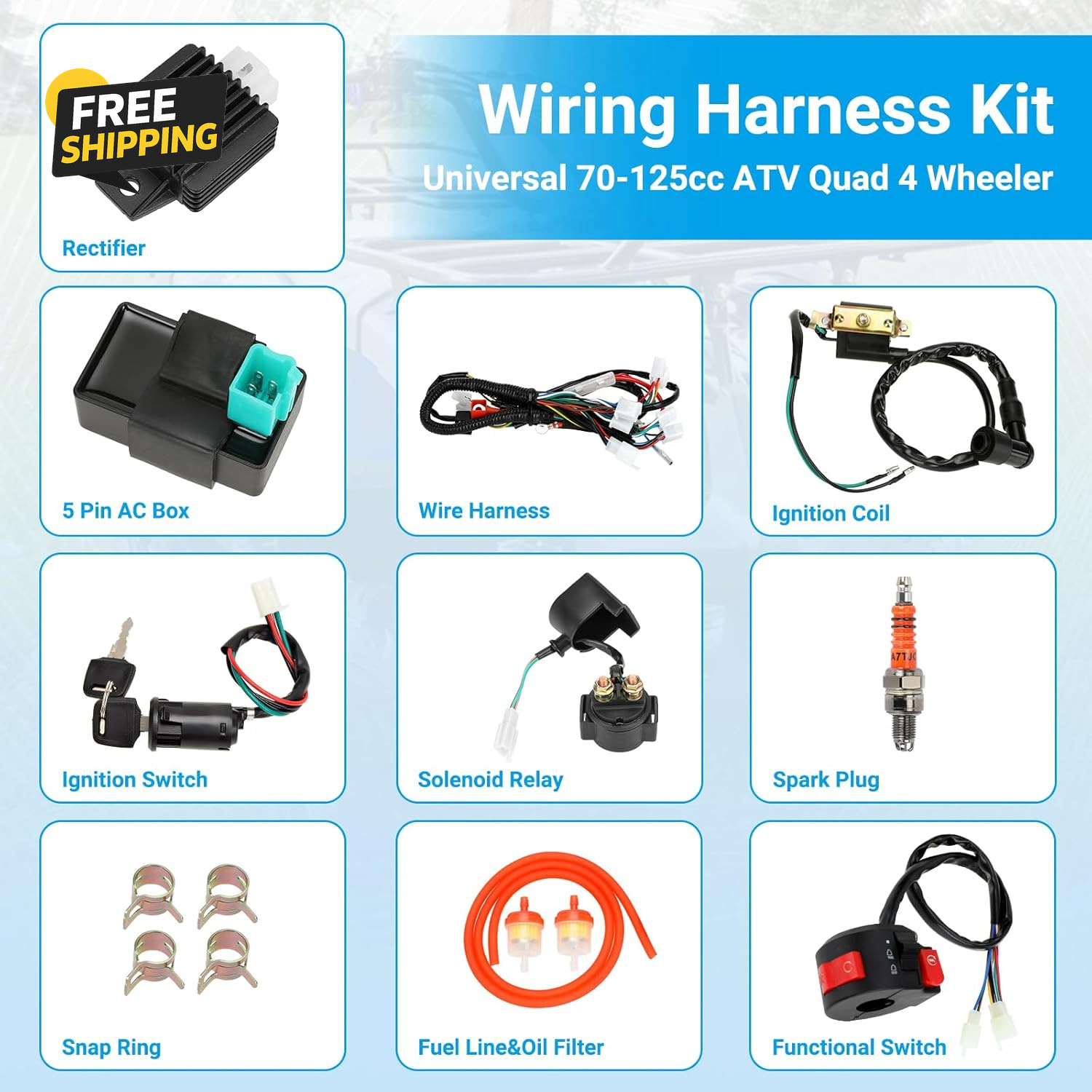 Electric Wiring Harness Kit Compatible with Taotao Coolster 110Cc 125Cc
