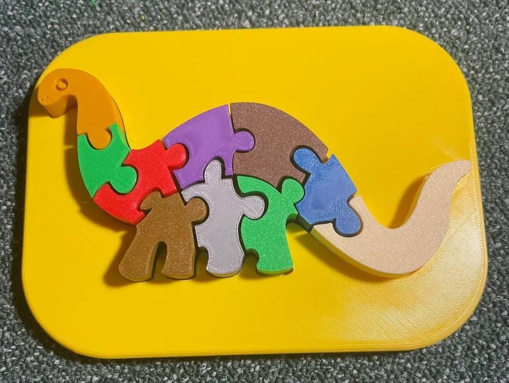 Brontosaurus Dinosaur Shape Puzzle for Kids – Motor Skills Development and