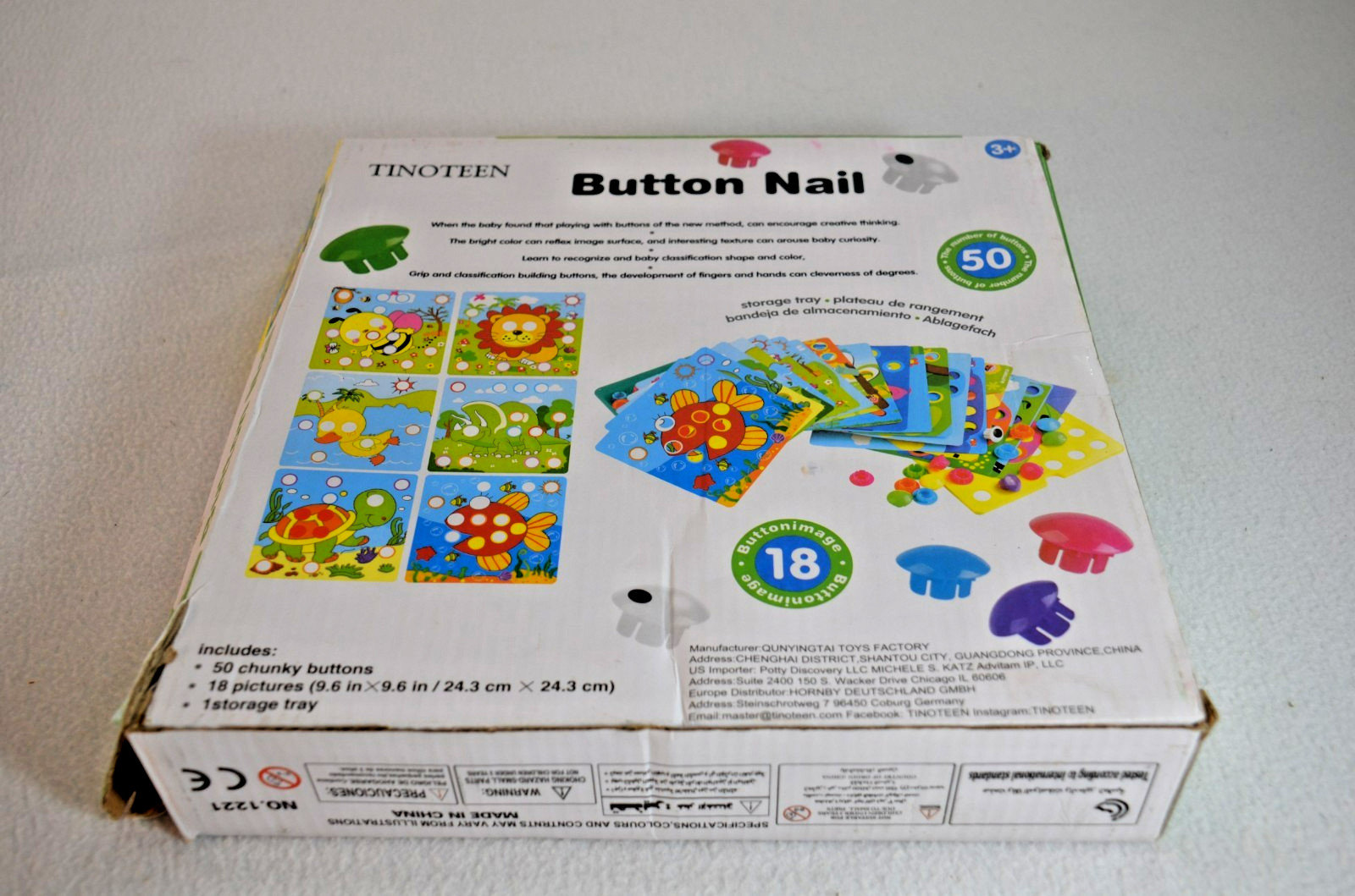 Button Nail Color Matching Toy Lukat Mosaic Pegboard Toddler Fine Motor Skill