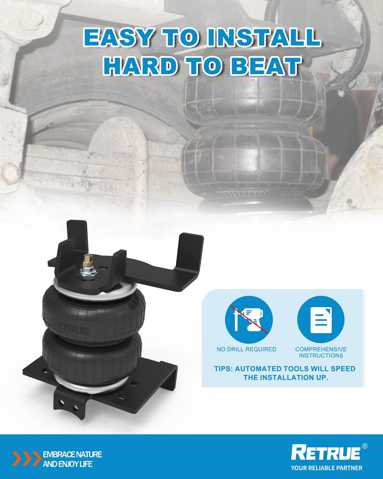 RETRUE Rear Air Bags Suspension Kit for 2004-2008 Ford F150 Truck Towing, 500…