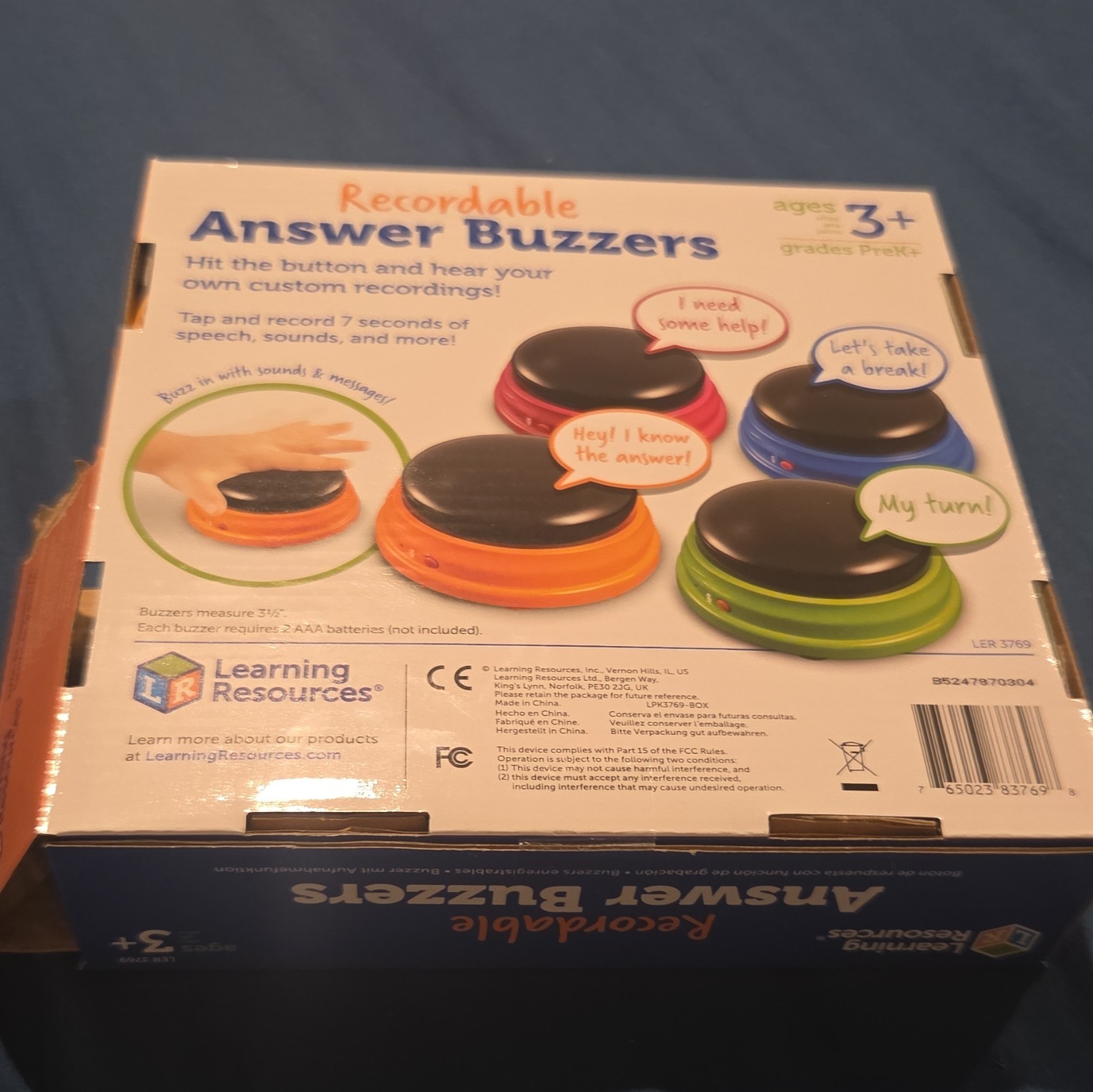 Learning Resources Recordable Answer Buzzers Set of 4 for kids or pets