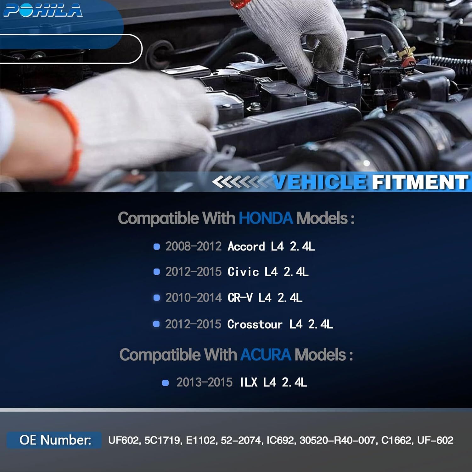 Ignition Coil Pack Set of 4 Replacement for Honda Accord Civic SI CRV Crosstour