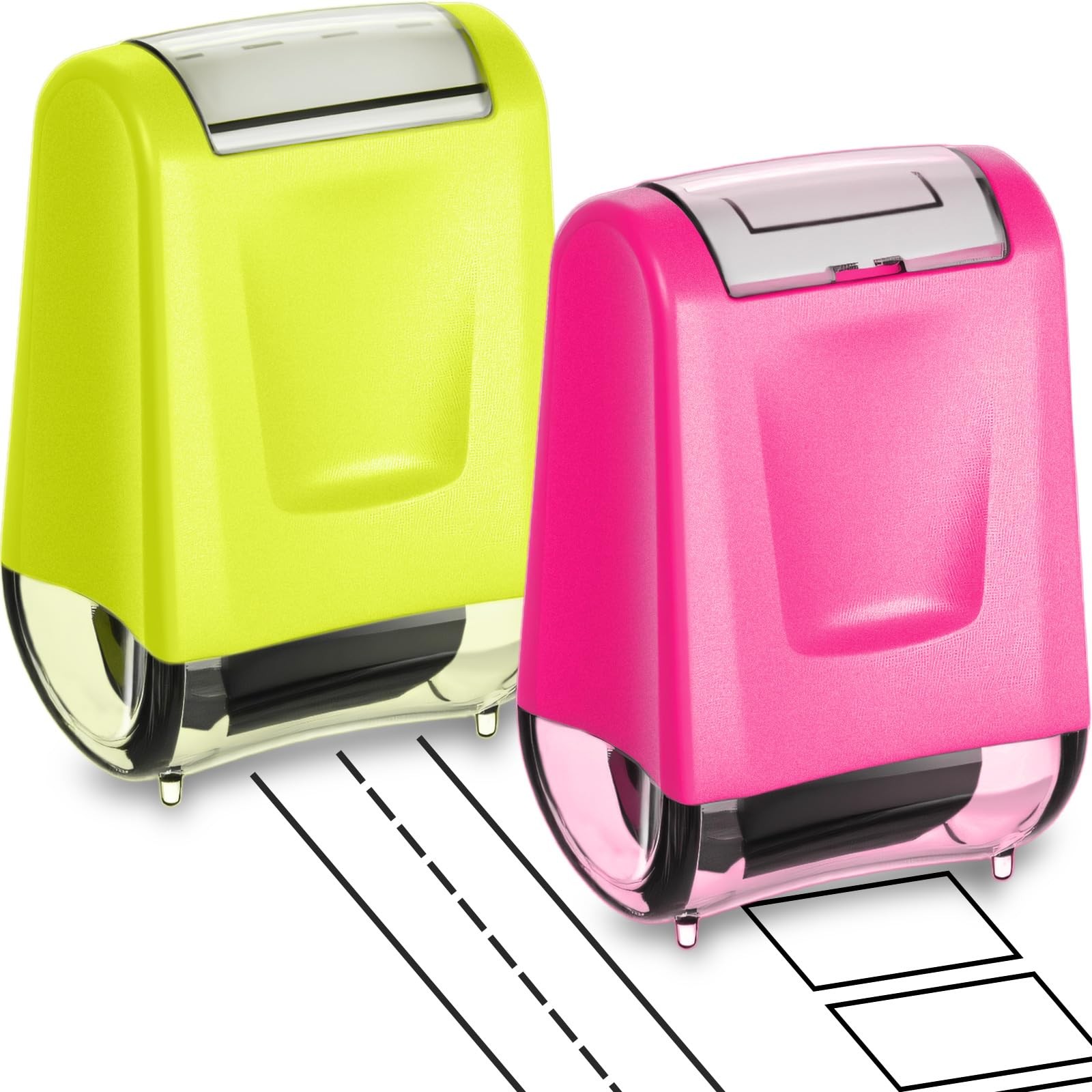 2 PCS Teacher Stamps Square Grids Frames Roller Stamp Self Inking Refillable