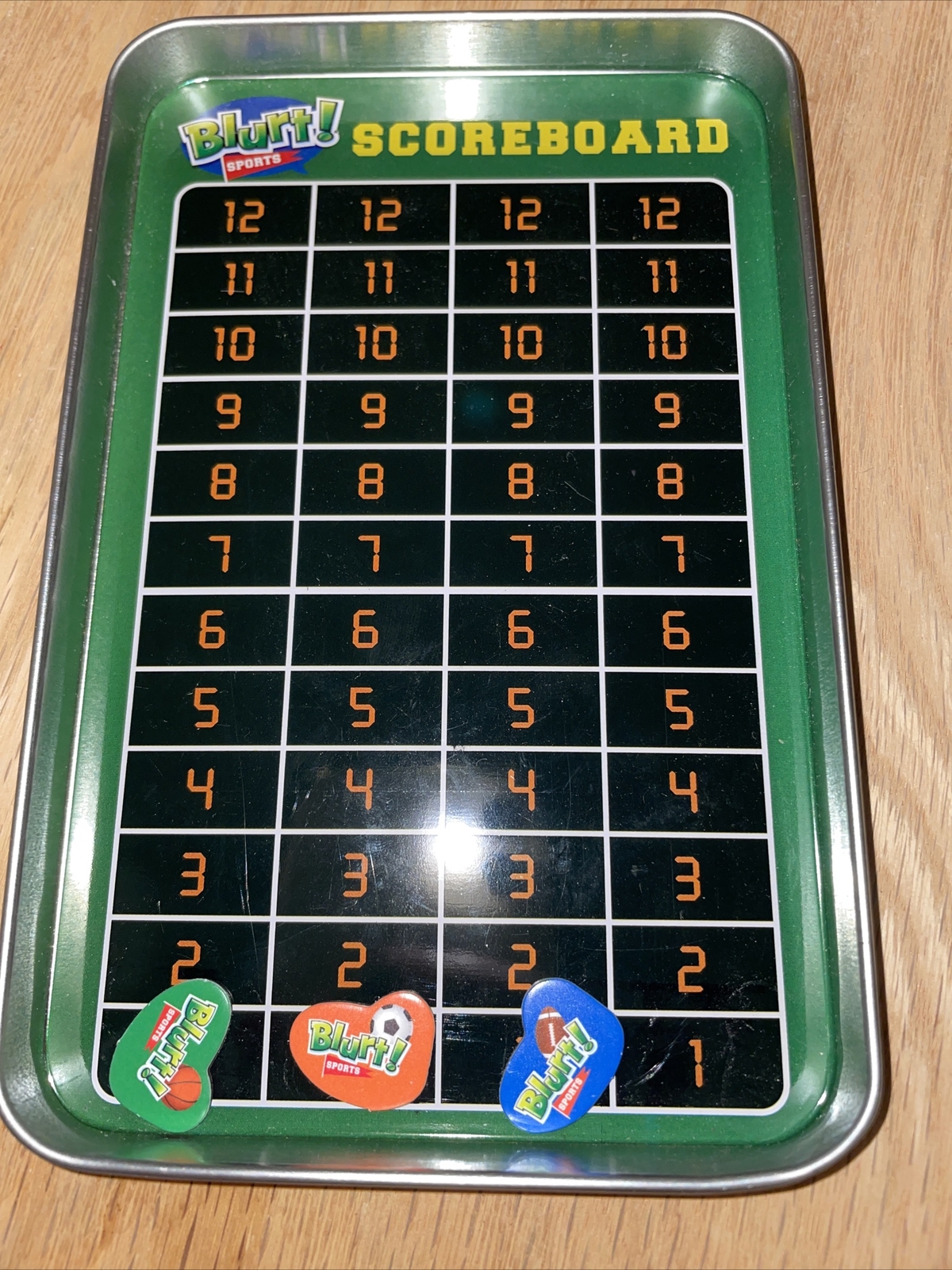 Blurt! SportsGame Collector’s Tin Replacement Lid + Green Orange Blue Magnets