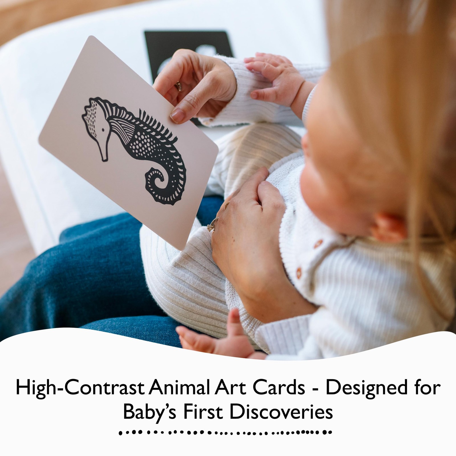 Art Cards for Baby, Durable High Contrast Black and White Animal Flashcards f…