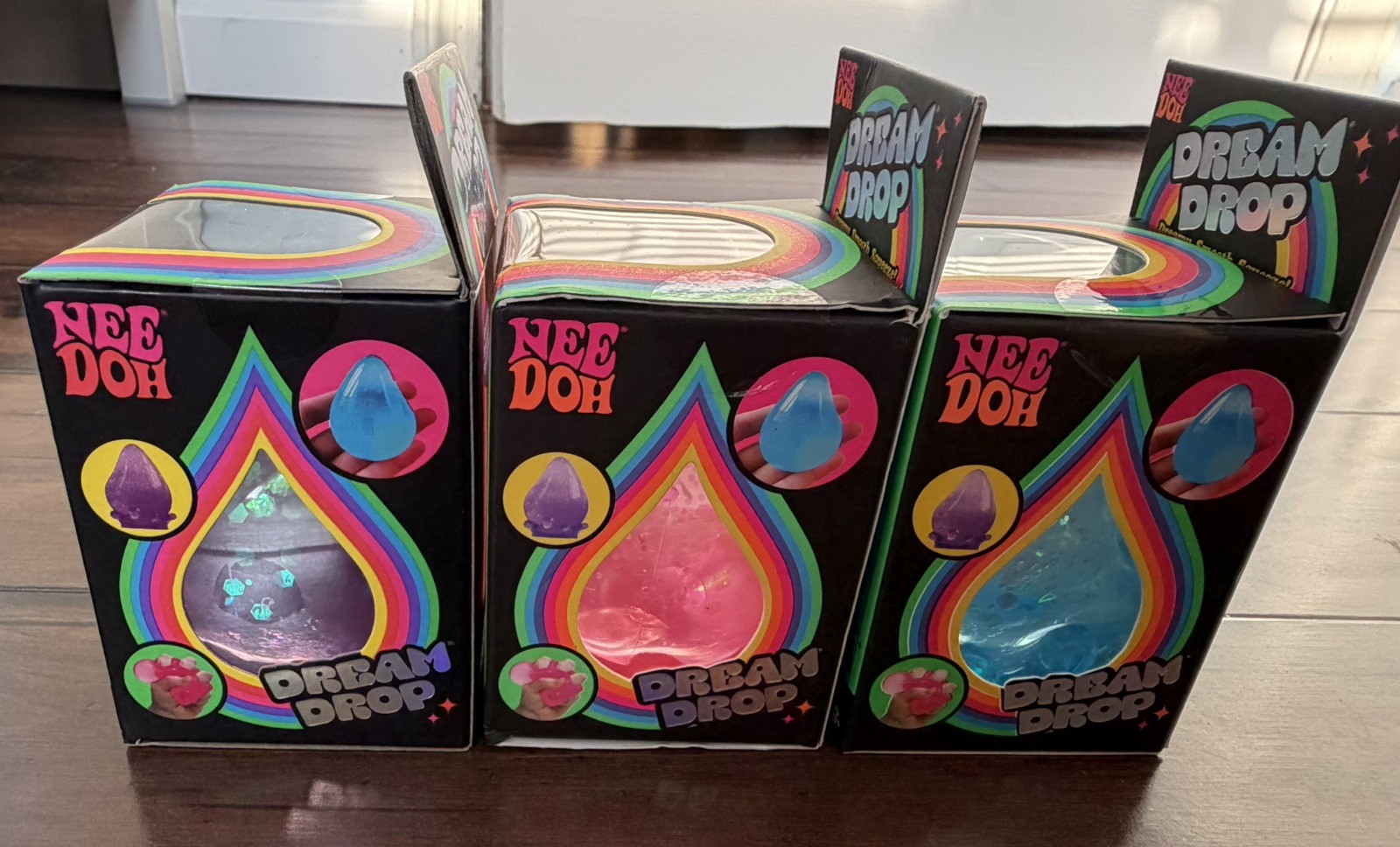 Schylling Needoh Dream Drop Glitter Set of 3 Blue Purple Pink Sensory Toys
