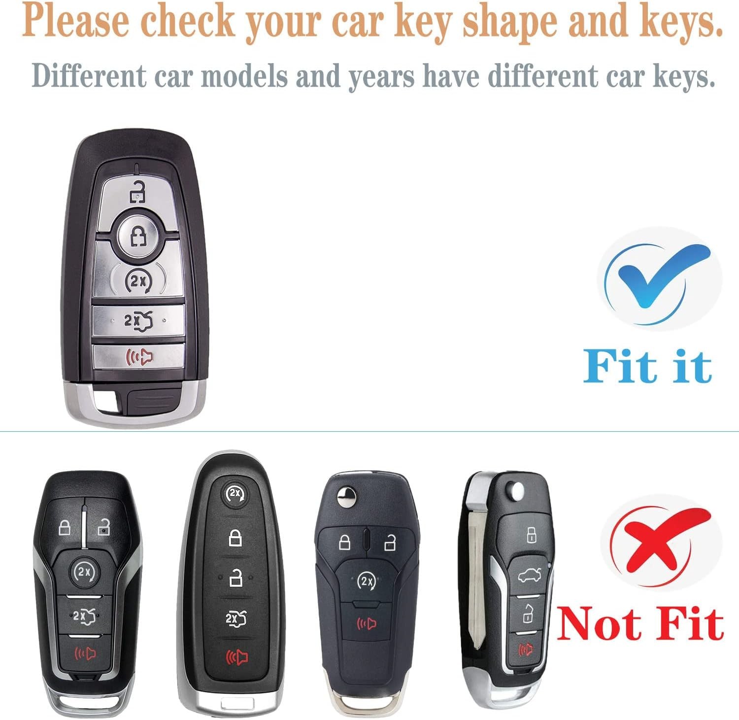 Kirsnda Key fob Cover case Keychain Compatible with Ford,Soft TPU Key case fi…