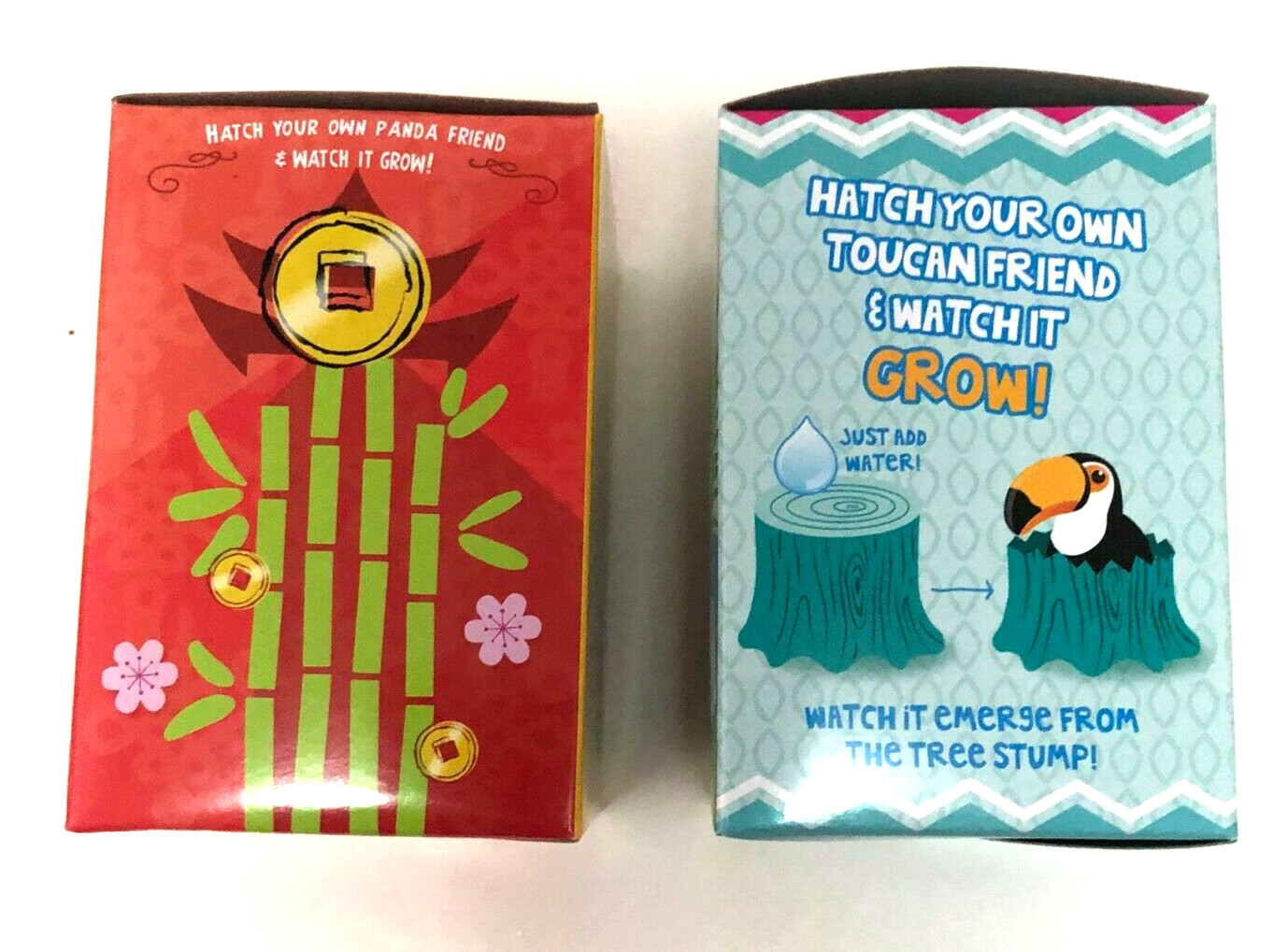 Toysmith GROW PANDA & TOUCAN • Add Water, Watch them Hatch & Grow • Educational
