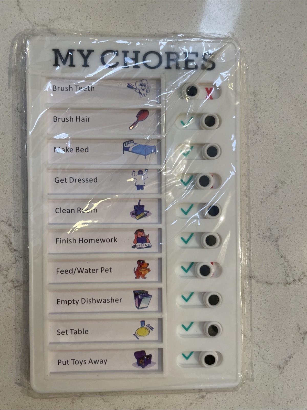Chore Chart List Board. Slide Button “My Chores” New. No Tag.