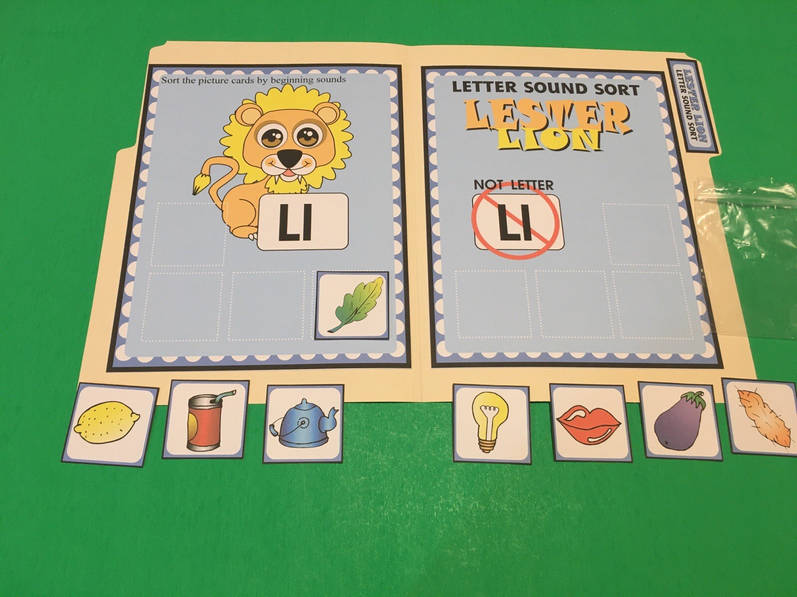 Lester Lion – Letter Ll – DIY File Folder game – Printed / Uncut