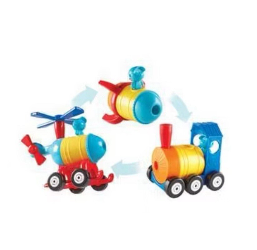 Learning Resources 1-2-3 Build It! Train , Helicopter Rocket -Complete! No Box