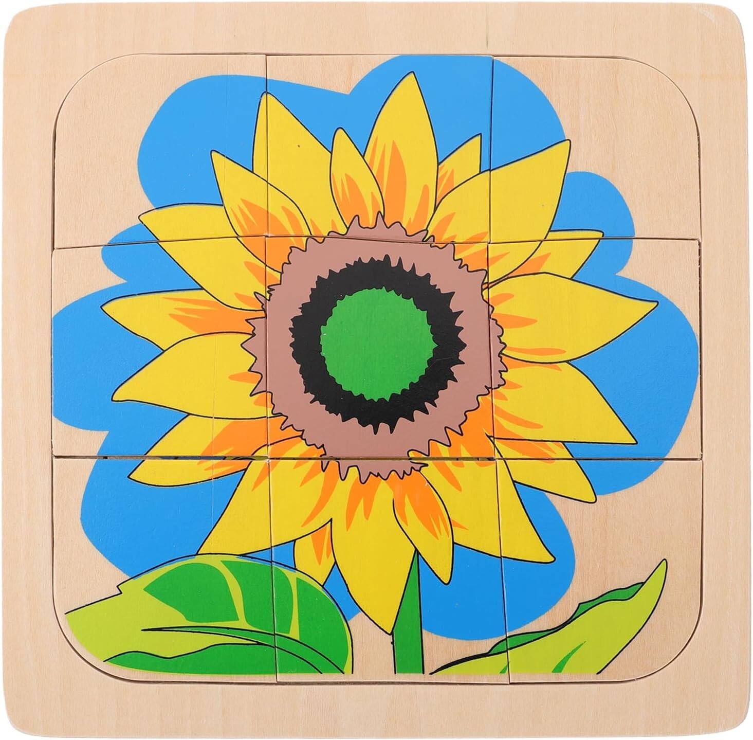 4 Layer Wooden Puzzle Sunflower S Flower Growth Stage Educational Developmental