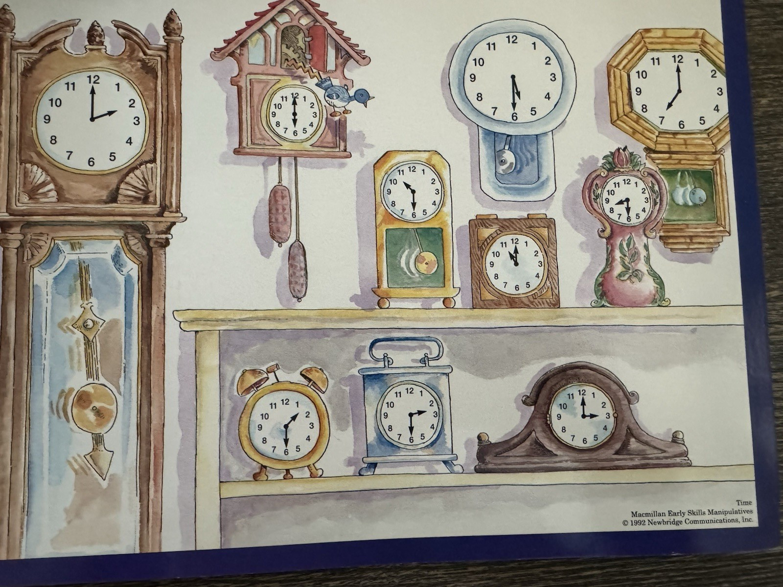 Macmillan Early Skills TIME manipulative SET Telling Time Cards & Clocks 90s
