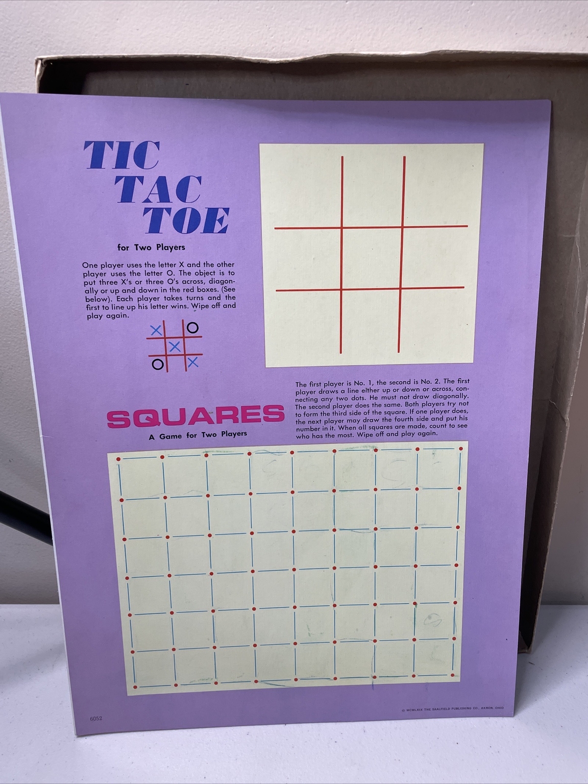 1969 Wipe Off Fun Child Development Crayon Game Boards