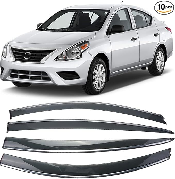 Rain Guards Suitable for 2011-2020 Nissan Versa, Window Visor, Dark Smoke