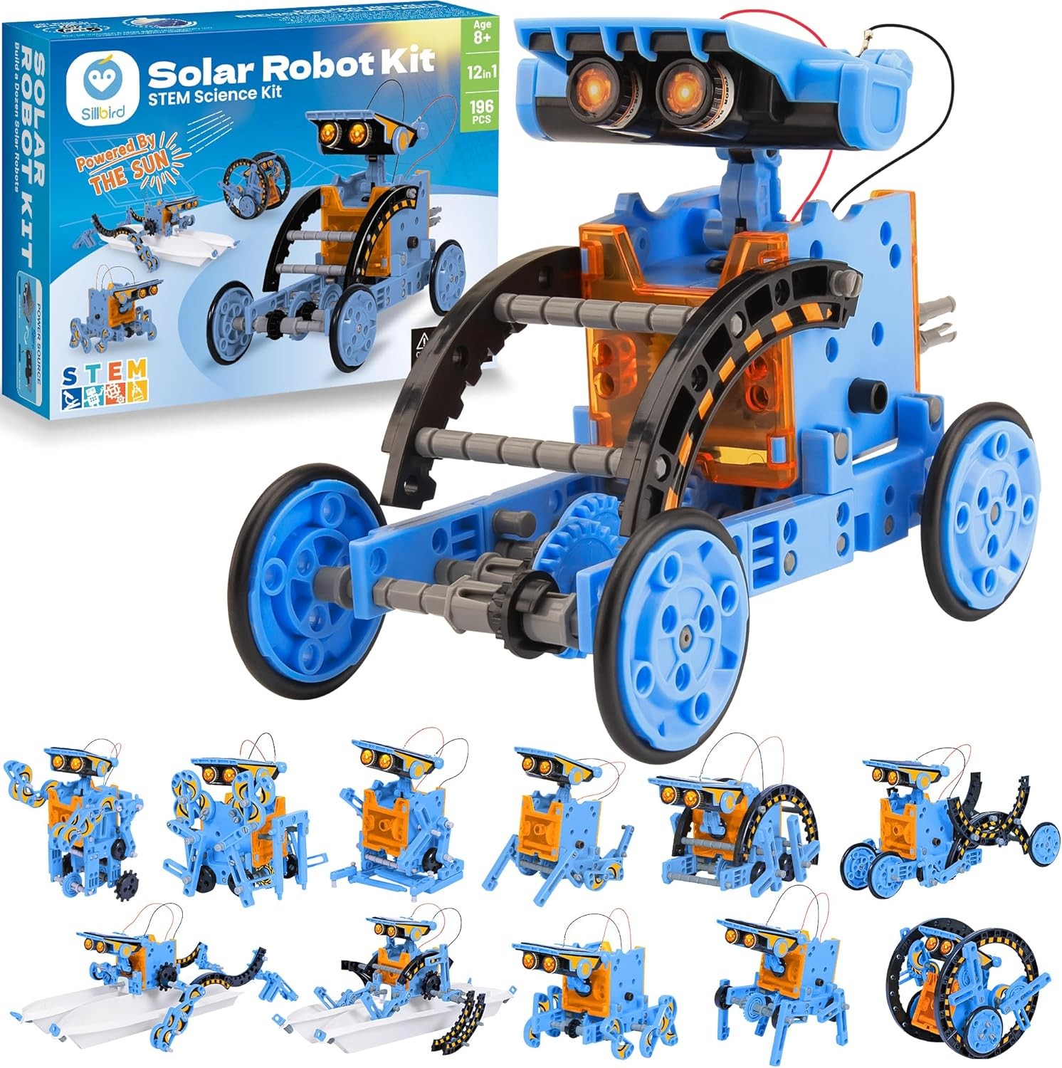 Solar Robot Building Kit – 12-in-1 STEM Toy for Kids Age 8-13, 190 Pieces