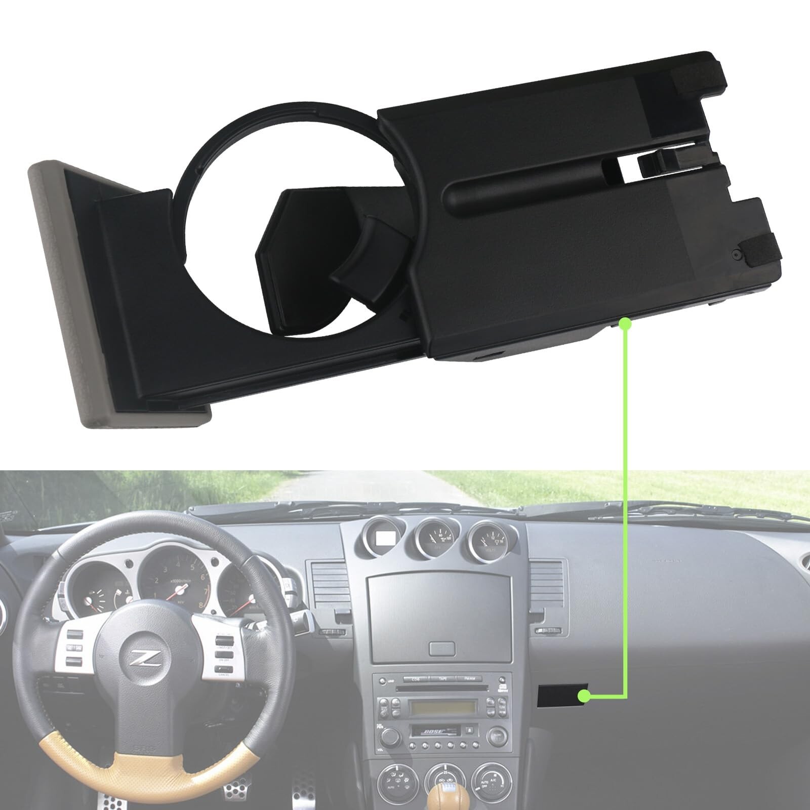 Dash Dashboard Cup Holder Assembly Gray Compatible with 2003-2005 Nissan 350Z…