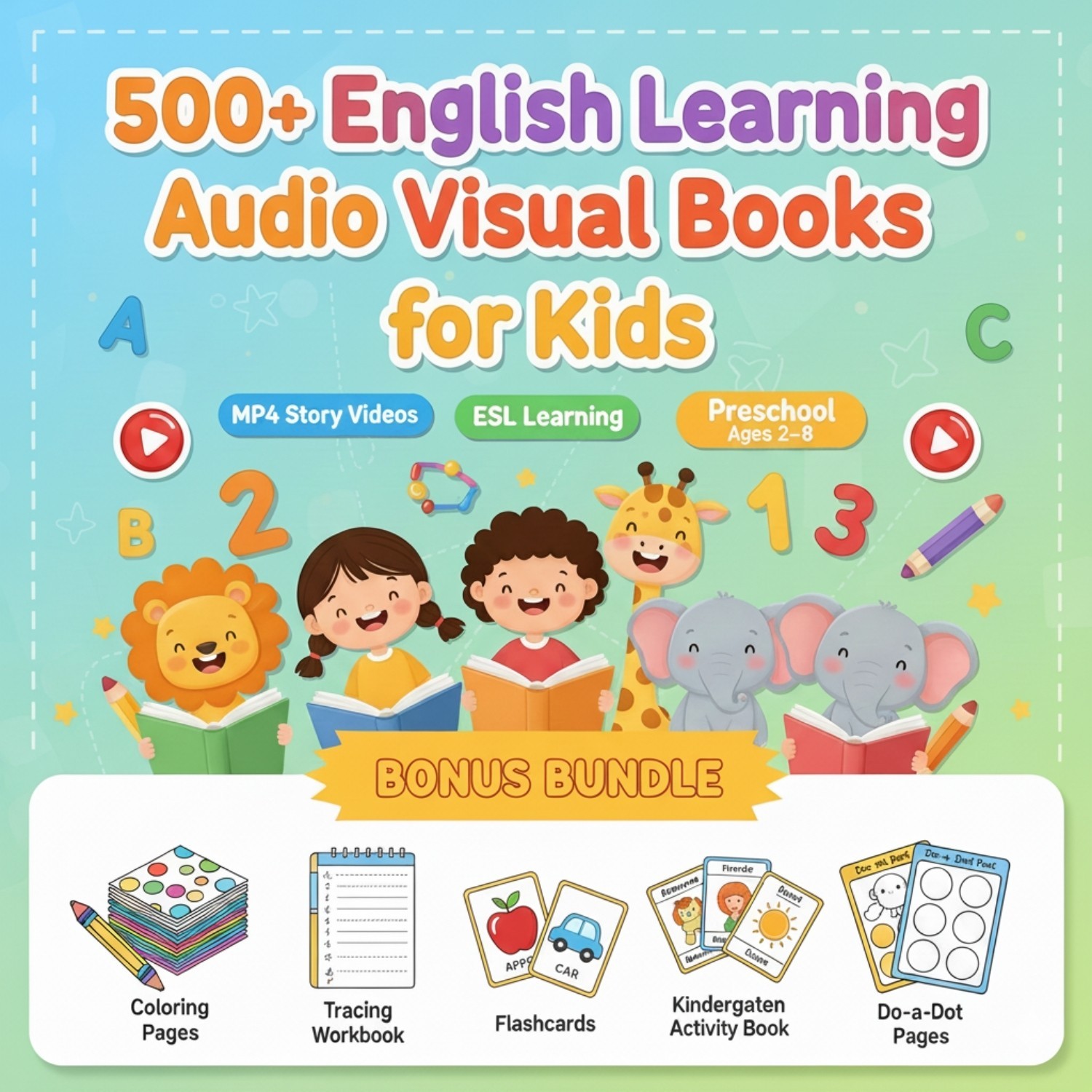 500+ English Learning Audio Visual Books for Kids | Preschool ESL Teaching