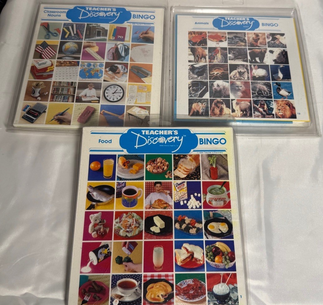 Teacher’s Discovery Bingo Card Sets Animals Food Classroom Nouns Educational