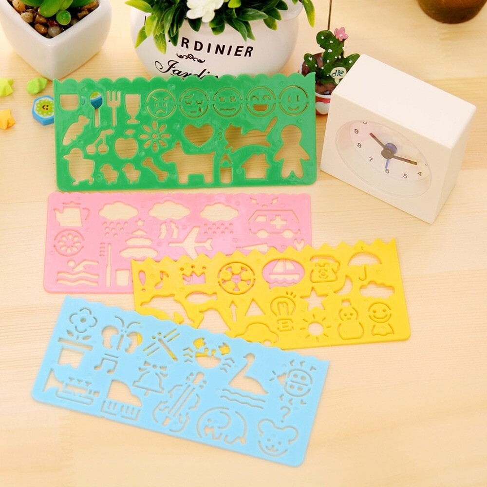 4pcs Kids Drawing Toys Template Board Plastic Ruler Art Craft Educational gift