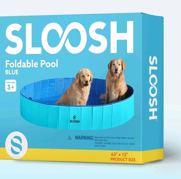 SLOOSH Foldable Dog Kiddie Pool – Portable Hard Plastic Doggie Swimming Pool..C1