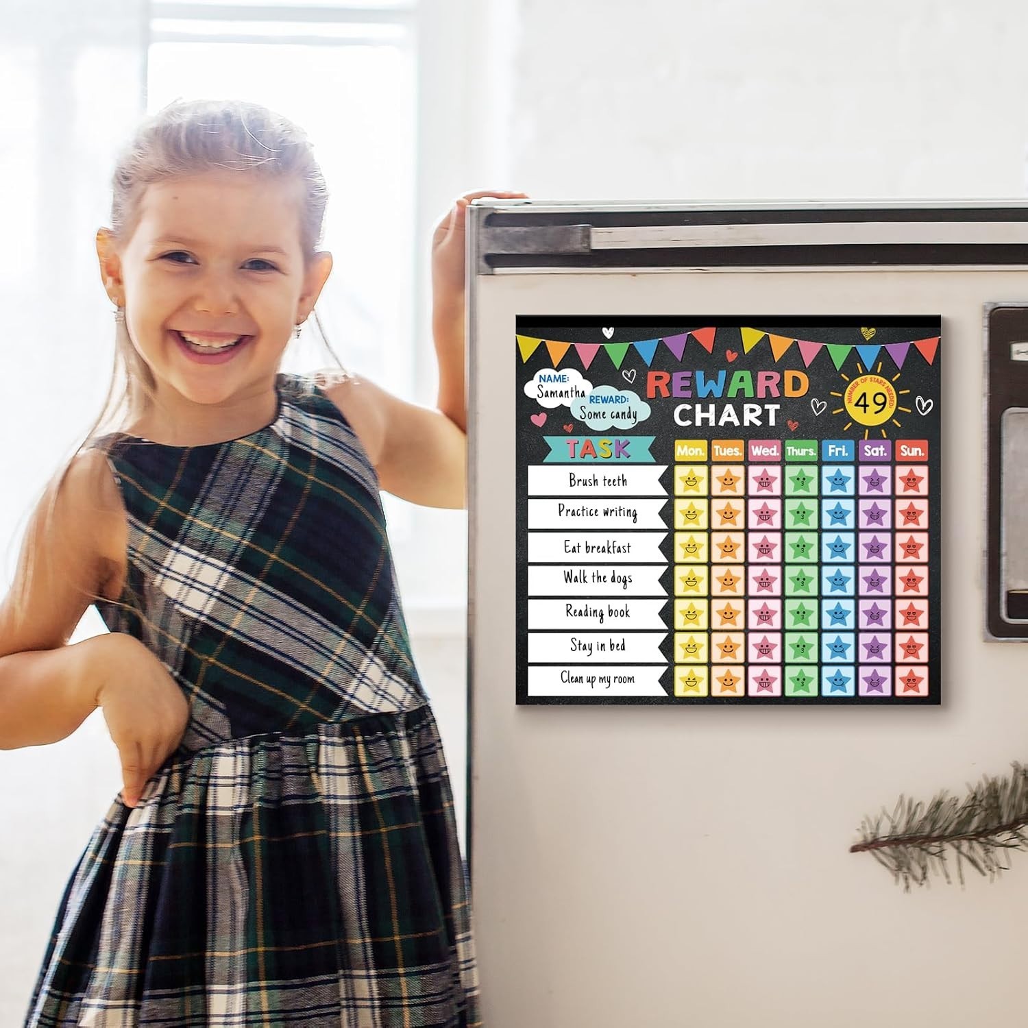 Reward Chart for Kids,Magnetic Behavior Chore Chart for Kids at Home,26 Black…