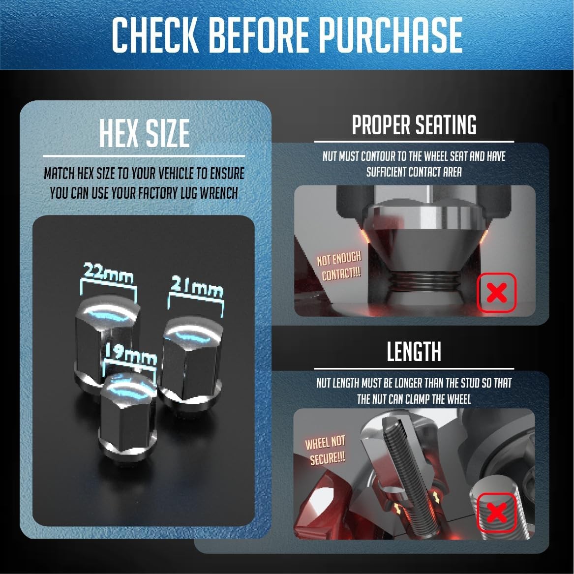 M14x1.5 Chrome Lug Nuts 24pc 1.77″ GM