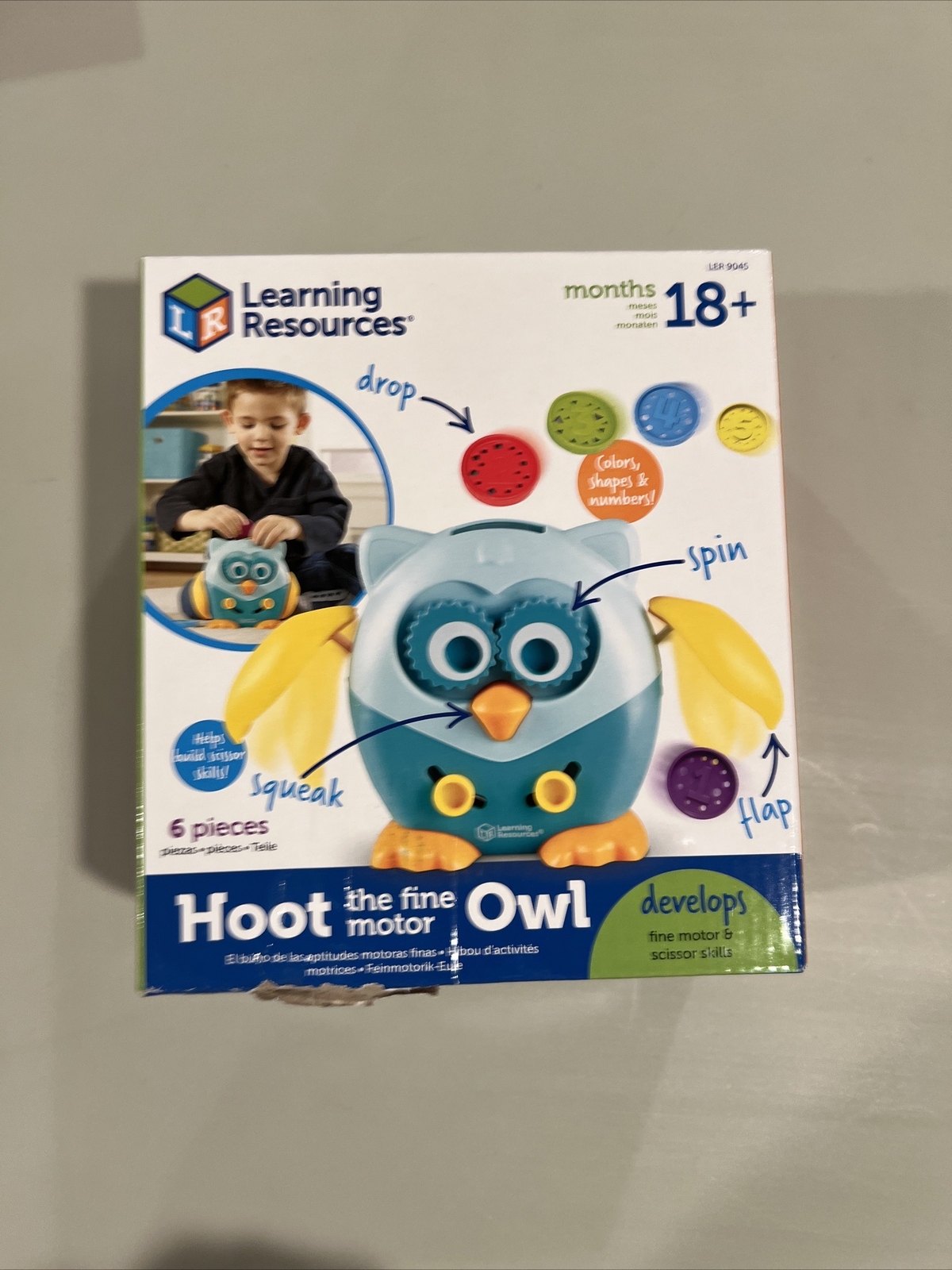 Learning Resources Hoot the Fine Motor Owl Assorted Colors 6 Pieces/Set (LER
