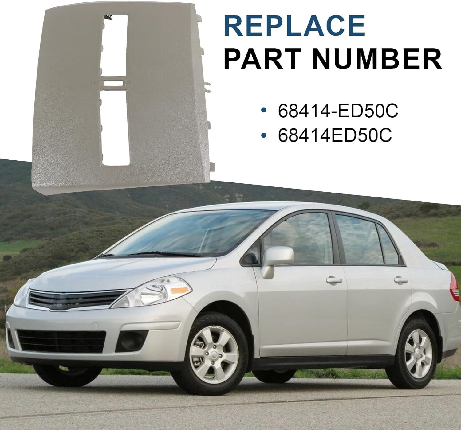 Beige Front Upper Top Center Dash Vent Trim Bezel Compatible with Nissan Versa