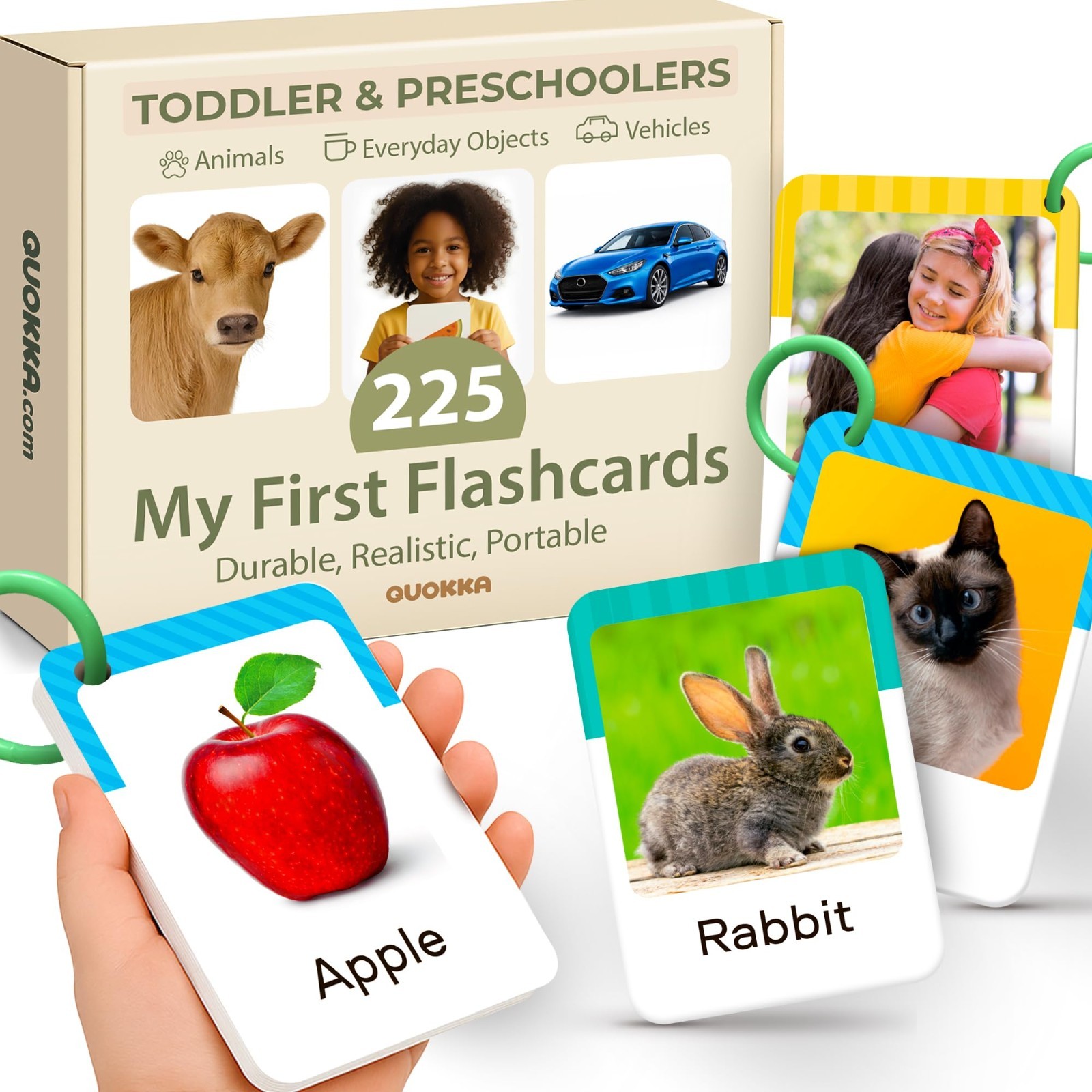 Montessori Flash Cards for Toddlers 1-3 | 225 Realistic Learning Cards – Alphabe