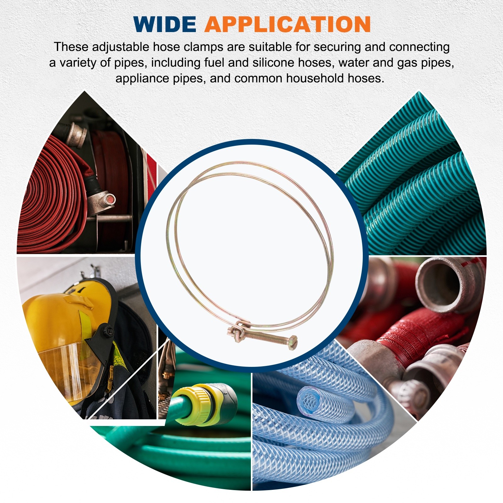 10Pcs 110-115mm Adjustable Double Wire Hose Clamp for Pump Hose