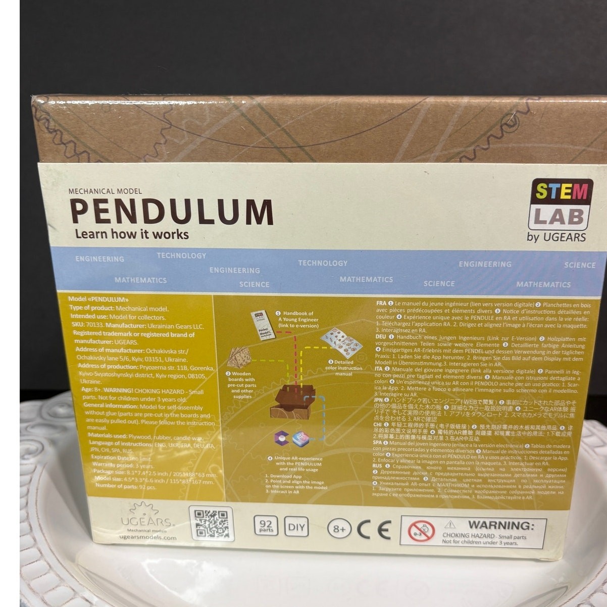 Ugears STEM Lab Pendulum Wooden Mechanical Model Kit 3D Puzzle NEW