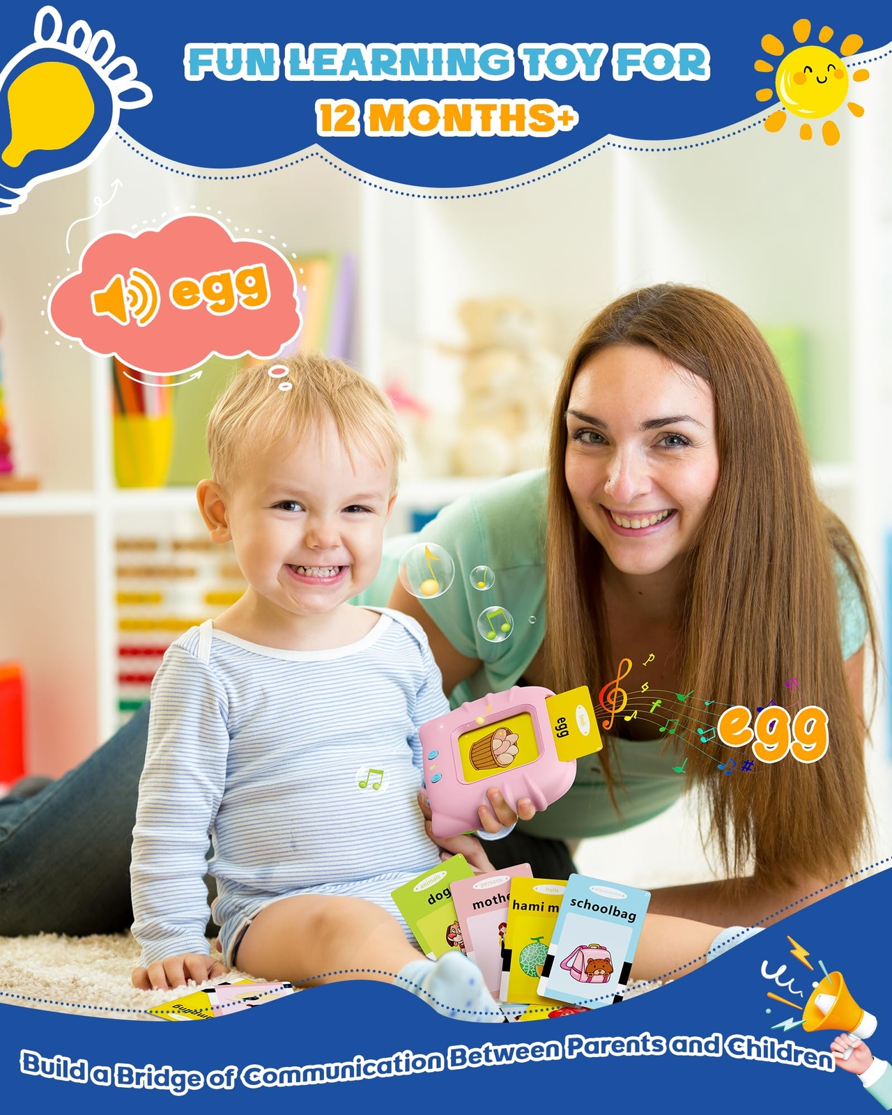 bravokids Talking Flash Cards Toddler Toys, Preschool Educational Sensory Toys w