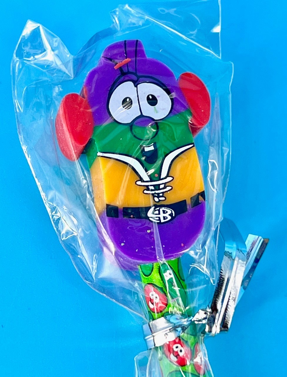 Vtg Veggie Tales Jumbo Erasers & Pencil Big Idea Laura Blueberry Larry-Boy NEW