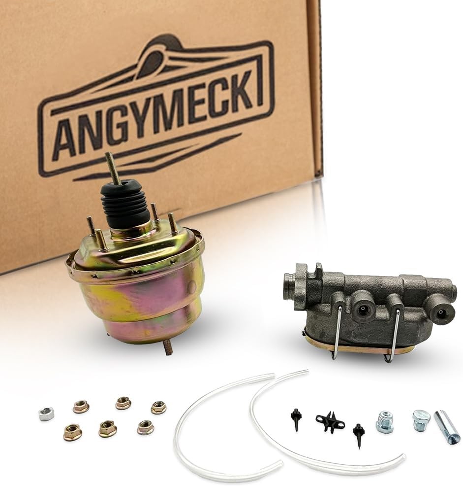 7 Inch Zinc Dual Power Brake Booster Kit With 1 Inch Bore Bail Top Master