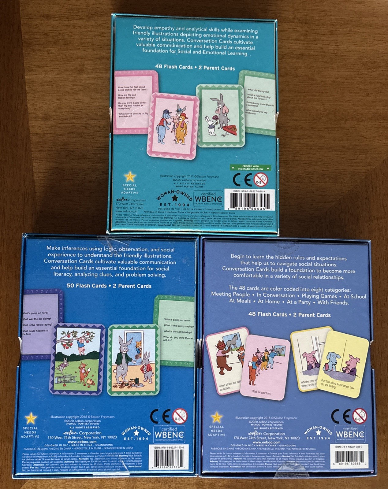 NEW Eeboo Converstion Cards Social, Emotional, & Logical Skills Lot of 3 Sealed