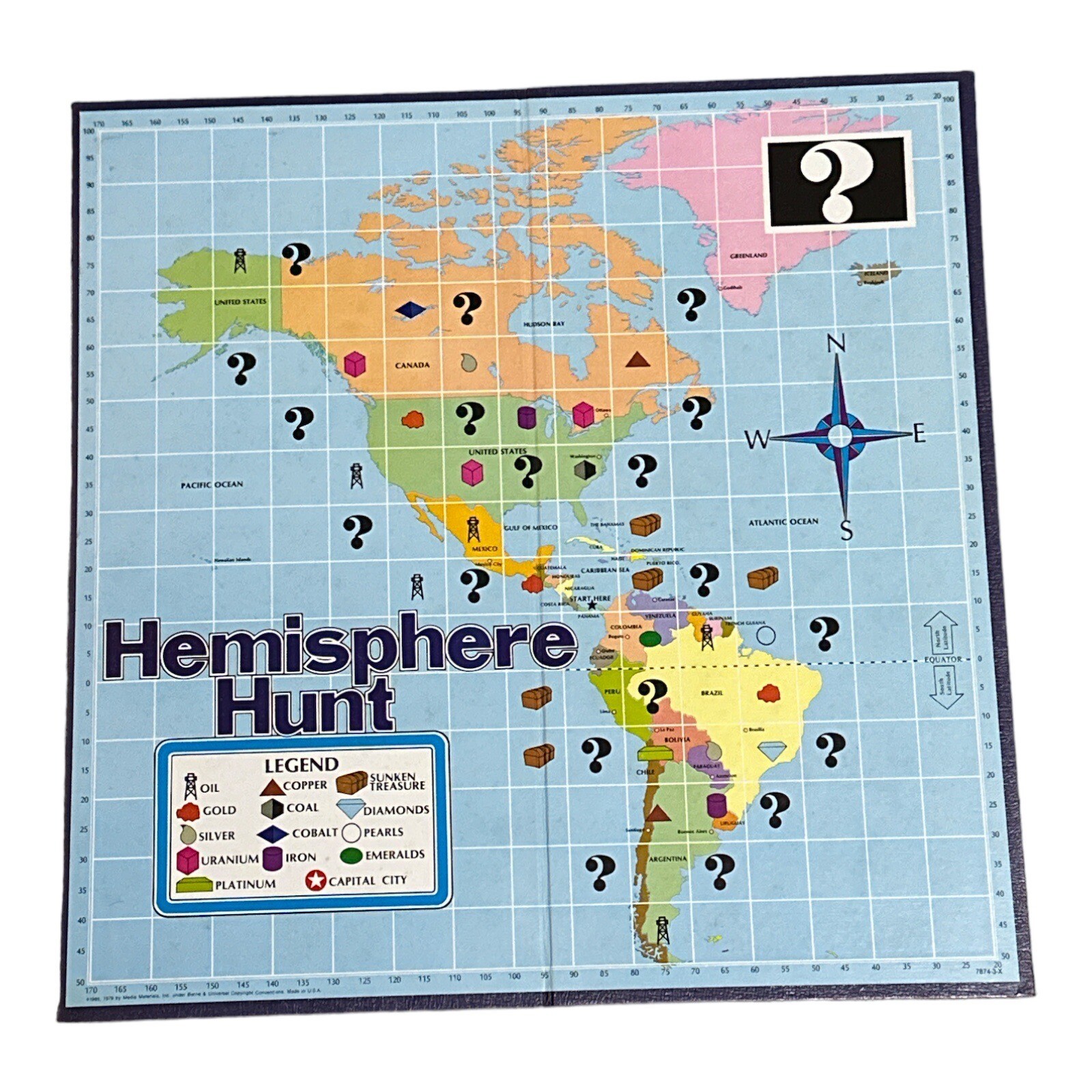 Hemisphere Hunt Educational Board Game 1985 Media Materials Geography Map Game
