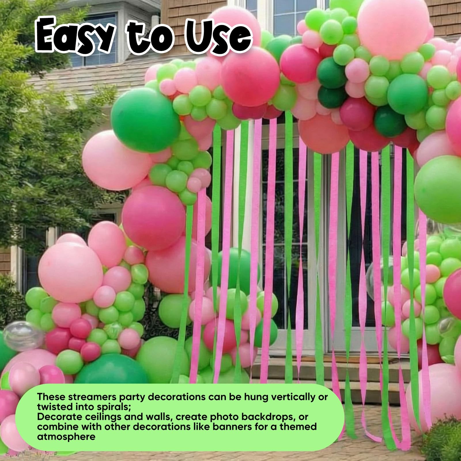 12 Rolls Green Pink Crepe Paper Streamers Birthday Wedding Party DIY Decoration