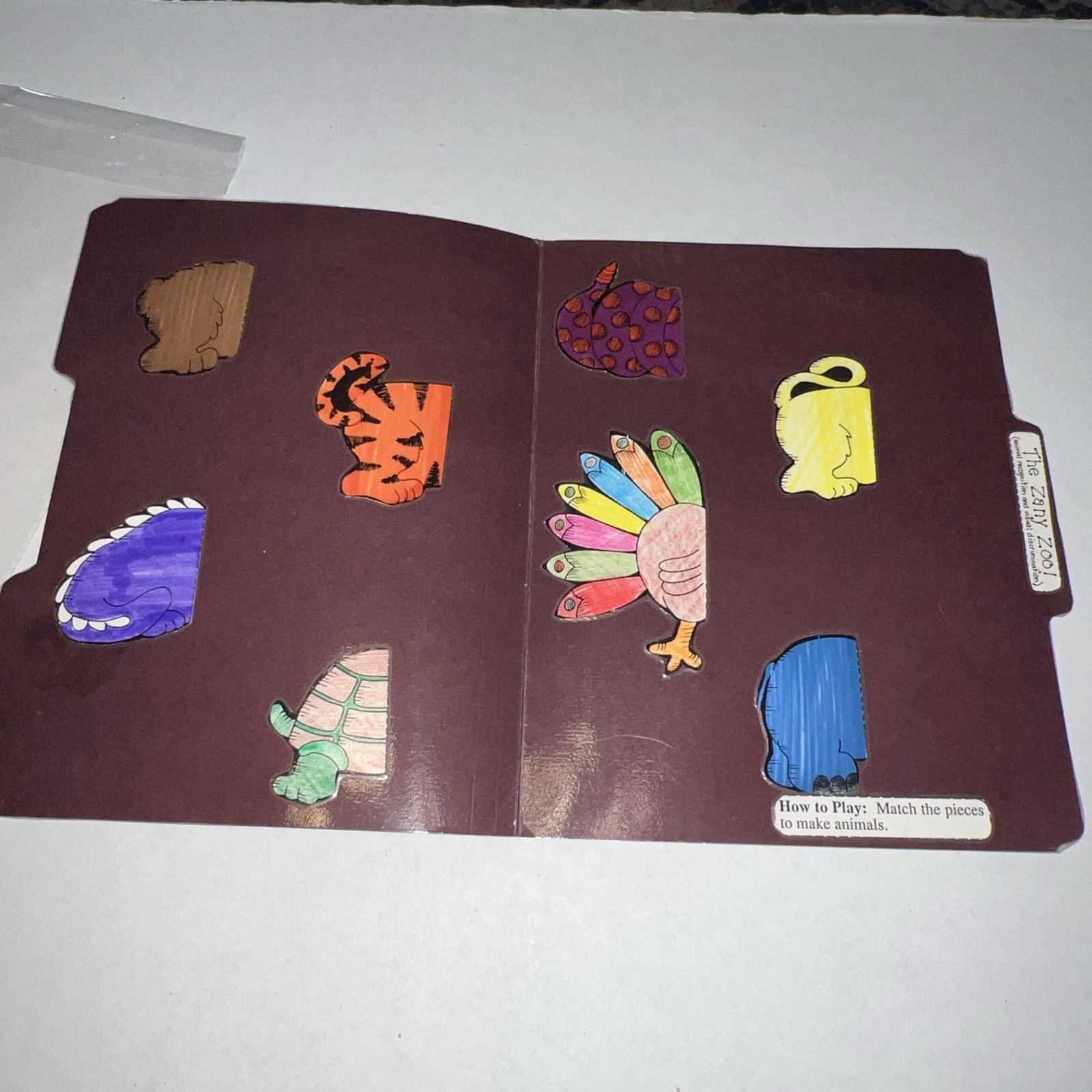 The Zany Zoo Grades K-1 Visual Discrimination File Folder Game