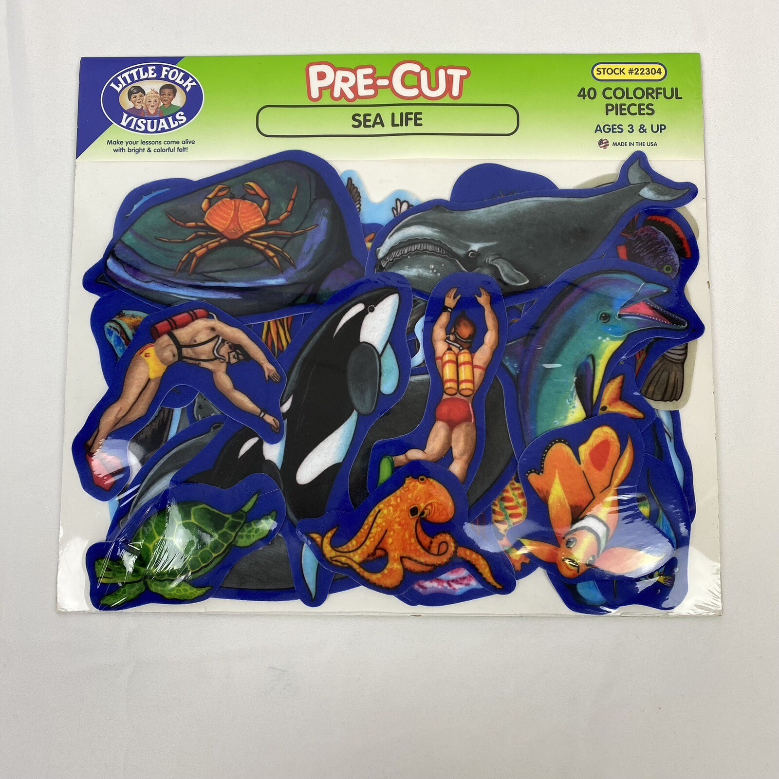 New Sealed Little Folk Visuals 40 Pre-Cut Felt Sea Life Pieces For Story Board