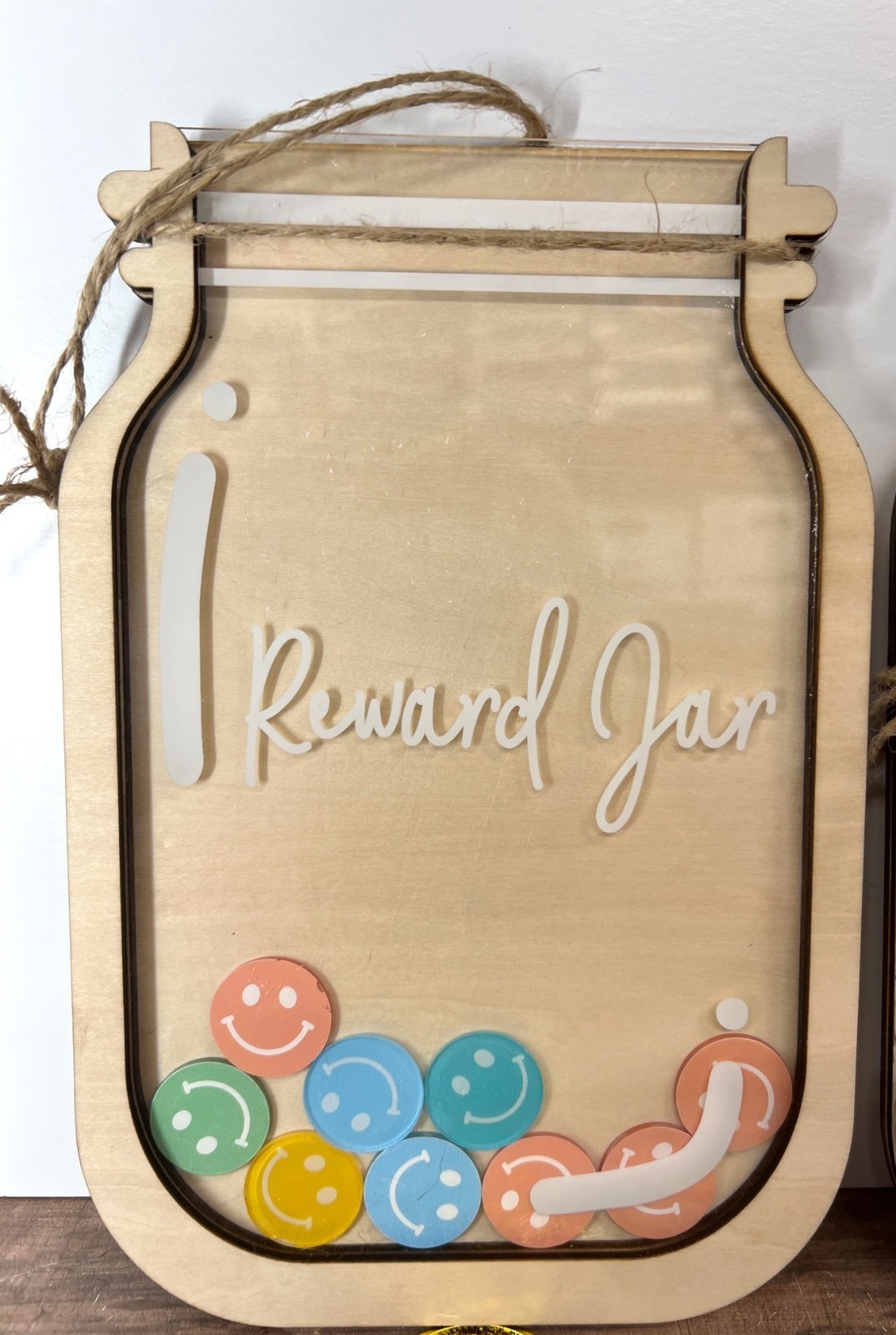 2 Wooden & Acrylic Reward Jar With Colorful Smiley Face Tokens